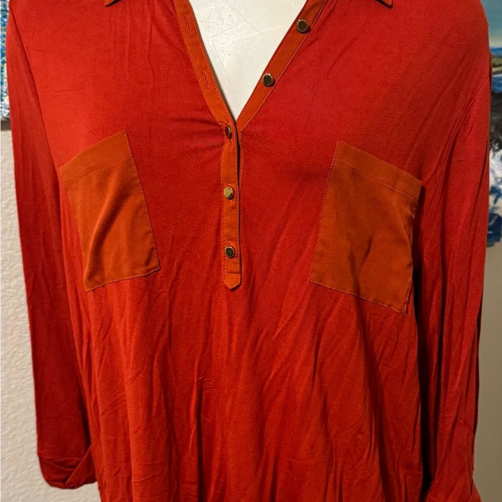 Chico's Vibrant Red and Orange Blouse